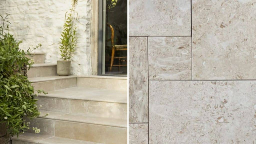 Limestone is a popular choice for outdoor spaces, such as patios and pool decks, due to its natural slip-resistant properties.