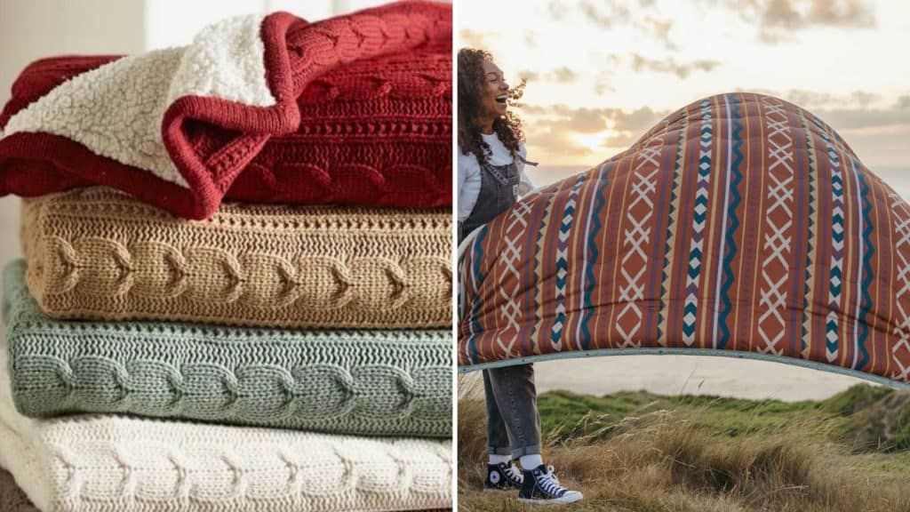 Sherpa blankets have soft and fuzzy fabric on one side and a smooth, velvety fabric on the other