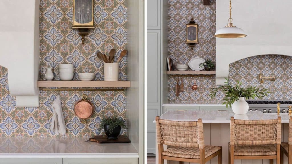 Mediterranean Kitchen Tile Inspiration 4 Colorful Mediterranean tile backsplash with natural touches. Via Jenna Sue