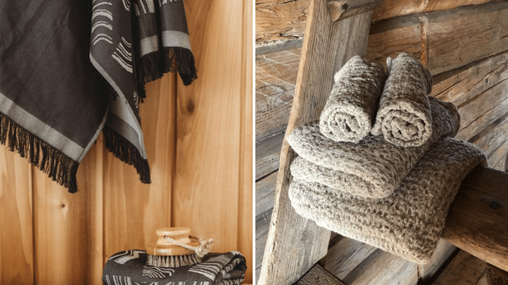 Textiles add character to a sauna, but also help your sauna stay clean